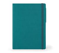 Legami - Large 192 Pages Plain Notebook with Soft PU Cover in FSC® Certified Paper, 90 g/m² Ivory Paper, Monthly Planner, Address Book, Bookmark, 17 x 24 cm, Malachite Green