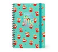 Legami - Large Spiral Ruled Notebook - A5 Format, Spiral Notebook, Contains 1 Sheet of Stickers, 160 Detachable Pages, FSC Paper, Elastic Closure, 15 x 21 cm, Red Panda Theme
