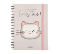 Legami - Large Striped Spiral Notebook, A5, 200 detachable pages, Elastic closure, Final Pocket, FSC® certified paper, 100 g/m², 15.5x21 cm, Kitty Theme