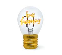 LEGAMI - Light Bulb Shaped Table Lamp, Rechargeable with USB Cable, Wireless, Bulbs Fiction, Be Happy Theme, 6.8 x 10.3 cm