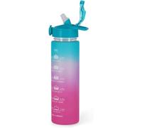 Legami - Love Yourself 1L Motivational Water Bottle with Drinking Schedule, Ideal for Sports, Hydration, Airtight, Reusable, Durable, BPA Free, with Straw
