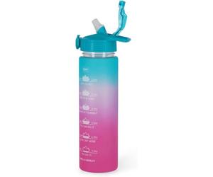 Legami - Love Yourself 1L Motivational Water Bottle with Drinking Schedule, Ideal for Sports, Hydration, Airtight, Reusable, Durable, BPA Free, with Straw