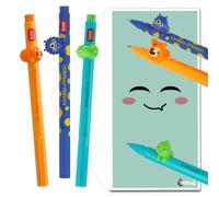 Legami Lovely Friends Pens Choose Set Including Gift Envelope! - Choose Cute Design! (Dino, Tiger & Monster Pack)