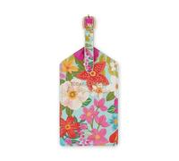 LEGAMI Luggage Tag, Flowers, Multicolor, PU Leather & Microfibre, 6.8cm x 17cm x 1cm