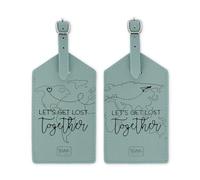 Legami - Luggage Tags, Let's Get Lost Together, Set of 2 Suitcase Tags, Airplane Cruise Train Travel Accessory, Luggage Tag for PU Leather and Microfiber Data Protection