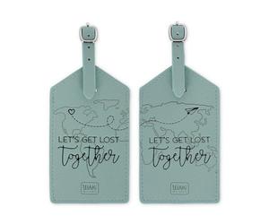 Legami - Luggage Tags, Let's Get Lost Together, Set of 2 Suitcase Tags, Airplane Cruise Train Travel Accessory, Luggage Tag for PU Leather and Microfiber Data Protection
