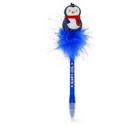 Legami - Luminous Penguin Ballpoint Pen, Blue Ink, 0.7 mm Tip for Children and Adults, Penguin Theme, 3.5 x 20 cm