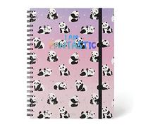 Legami - Maxi Spiral Notebook, A4, 204 Detachable Pages, Elastic Closure, Final Pocket, in FSC® Certified Paper, 100 g/m² Paper, 22 x 29.5 cm, Panda Theme