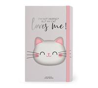 Legami - Medium Lined Notebook, 164 Pages, Final Pocket, Last 24 Detachable Pages, Elastic Closure, Rounded Corners, in FSC® Certified Paper, 13 x 21 cm, Kitty Theme