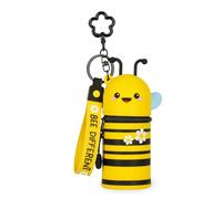 Legami - Mini Kawaii Bee Theme Coin Purse with Spiral Ring, Carabiner and Wrist Strap, Silicone, 5 x 12 x 5 cm