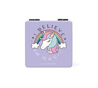 Legami - Mirror with Magnifying Mirror, without Distortion, Ideal for Handbag and Travel, 6 x 6 cm, Unicorn Theme