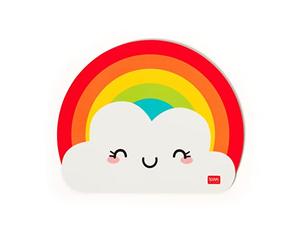 LEGAMI - Mouse Mat Mouse Pad with Dust and Anti-Glare PVC Surface, Non-Slip Rubber Base, Rainbow Motif, 22.3 x 23.3 cm