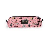 Legami - My Pencil Case, Zip Closure, Recycled Plastic, Durable, Capacity, Practical, School Bag, Office Bag, 22 x 6 cm, Pink, Sushi CAT