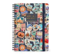 Legami - Notebook, lined, 7 mm, travel stickers, A4 format, maxi, made of FSC certified paper, contains 1 sheet of stickers, 160 pages, closure with elastic, 21 x 29 cm