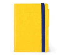 Legami - Notebook with white pages, Small, 192 pages, soft PU cover, FSC® certified paper, 90 g/m² ivory paper, monthly planner, address book, bookmark, 9.5 x 13.5 cm, Yellow Freesia