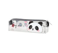 Legami Panda Transparent Pencil Case, 19.5x5.5 cm, Shows Exactly What It Contains, Made of Transparent TCU, Zipper Closure, Spacious