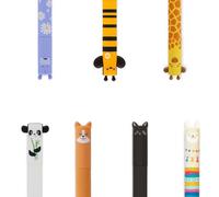 LEGAMI Pen Set [7 Pieces], Panda, Giraffe, Corgi, Bee, Kitty, Lama and Hippo, Erasable Pen