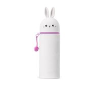 Legami - Pencil Case 2 in 1 Soft Silicone, Kawaii, Table Pen Holder, Zipper Closure, Diameter 6.3 cm, Bunny Theme, Bunny, Kawaii