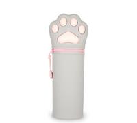 Legami - Kawaii 2 in 1 Soft Silicone Pencil Case, Kitty Paw Theme, Table Pen Holder, Zipper Closure, Pastel Pens Marker, H 21.5 cm