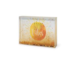 Legami - Photo Frame with Glitter, 16 x 11 cm, in PC and Liquid, Yellow Glitter Variant, Table Photo Frame, a Replaceable Photo Included