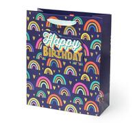 Legami Rainbow Design Gift Bag, Large | Matte Laminated 210 GSM Paper Construction | Ribbon Handle Carrying Design for Special Occasion Packaging