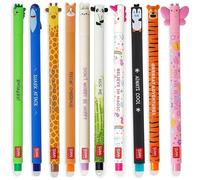 LEGAMI Set of 10 Erasable Gel Pens Dino, Shark, Giraffe, Corgi, Bunny, Panda, Unicorn, Penguin, Tiger and Butterfly