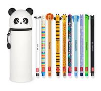LEGAMI - Set of 10 Erasable Gel Pens + Panda 2-in-1 Pencil Case - with Thermosen