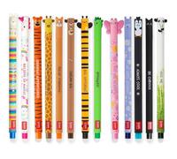 Legami - Set of 13 Erasable Gel Pens Assorted Colours Blade Unicorn Tiger Giraffe Corgi Bear Bee Dinosaur Butterfly Hippo Penguin Panda Kitten