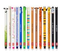 LEGAMI - Set of 14 Erasable Gel Pens with Thermosensitive Erase Ink, Range of ink colours & barrel designs, 0.7mm Tip, Animal Designs, Panda, Bunny, Unicorn etc