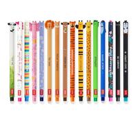 LEGAMI - Set of 16 Erasable Gel Pens with Thermosensitive Erase Ink, Range of ink colours & barrel designs, 0.7mm Tip, Animal Designs