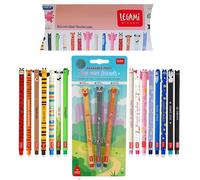 LEGAMI Set of 18 Erasable Gel Pens with Fur Ever Friends & Gift Box
