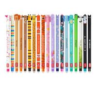 LEGAMI - Set of 19 Erasable Gel Pens with Thermosensitive Erase Ink, Range of ink colours & barrel designs, 0.7mm Tip, Animal Designs