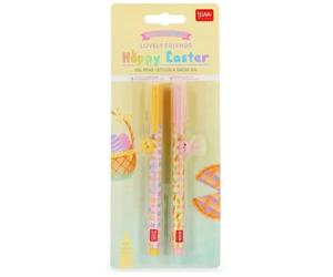 Legami Set of 2 Erasable Gel Pens Hoppy Easter Bunny Pink Ink & Chick Purple Ink