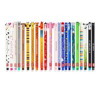 LEGAMI Set of 22 Erasable Gel Pens with Thermosensitive Erase Ink, Range of ink colours & barrel designs, 0.7mm Tip, Animal Designs