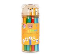 Legami - Set of 24 Coloured Pencils with Teddy Friends Sharpener, Teddy Friends Colouring Crayons, Bear, Durable, Woodless, Bright Colours, Reusable PET Container