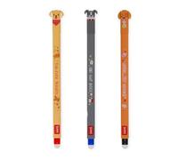 Legami - Set of 3 Erasable Gel Pens Fur-ever Friends | With thermosensitive erasable ink, black, blue, red, erases without consuming the sheet, 0.8 mm tip