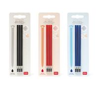 Legami - Set of 3 Refills for Erasable Gel Pens, Blister Pack of 3 Refills, Ink Colour Black, Red, Blue, Diameter 0.5 cm, Height 13 cm