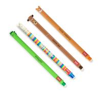 Legami Set of 4 Erasable Gel Pens, Teddy Bear, Corgi, Llama Themes, Ball on the End for Removing Ink, Black, Blue, Green, Red Heat-Sensitive Ink, Tip Diameter 0.7 mm
