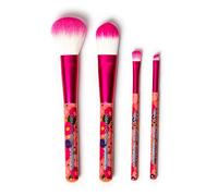 Legami - Set of 4 Makeup Brushes, Oh My Glow! Flowers Theme, Includes Powder Brush, Foundation Brush, Eyeshadow Brush, Eyeliner Brush, 100% Vegan, Travel Format