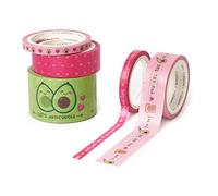 Legami - Set of 5 Adhesive Tapes Paper, Tape By Tape, Ø 4,5 cm, H max 3 cm L 5 m, Avocado Theme, Colorful, for Pasting, Decorating and Customizing