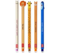 LEGAMI - Set of 5 Erasable Gel Pens with Thermosensitive Erase Ink, Range of ink colours & barrel designs, 0.7mm Tip, Bunny, Lion, Giraffe, Corgi, &