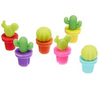 Legami - Set of 6 Cup Markers - Reusable - Fun - Functional - 1.7 x 2.8 cm - Cactus Theme