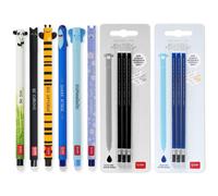 LEGAMI - Set of 6 Erasable Gel Pens + 6 Refills, with Thermosensitive Erase Ink,