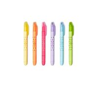 Legami - Set of 6 Erasable Highlighters, Double Tip for Fine and Thick Lines, Magic Erasing in Yellow, Orange, Red, Purple, Light Blue, Green