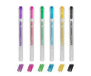 Legami - Set of 6 Mini Glitter Gel Pens, 0.8 x 11 cm, Shine Like a Diamond, Tip Diameter 1 mm, Purple, Gold, Green, Blue, Pink, Black