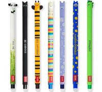 LEGAMI - Set of 7 Erasable Gel Pens with Thermosensitive Erase Ink, Range of ink colours & barrel designs, 0.7mm Tip, Panda, Cat, Bee, Llama, Lion, Hippo & Dino Designs