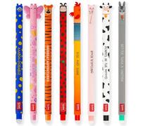 LEGAMI - Set of 8 Erasable Gel Pens with Thermosensitive Erase Ink, Range of ink colours & barrel designs, 0.7mm Tip, Ladybug, Monster, Tiger, Butterfly and Farmyard Designs