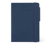 Legami - Small Ruled Notebook, 192 Pages, Soft PU Cover, FSC® Certified Paper, 90 g/m² Ivory Paper, Monthly Planner, Address Book, Bookmark, 9.5 x 13.5 cm, Galactic Blue