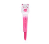LEGAMI - Squeezies Anti-Stress Gel Pen, Teddy Bear Motif, Stationery Relaxing and Concentrating, Anti-Stress Pen, Super Soft, Pink Ink, 1 mm Tip Diameter