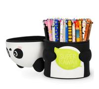 LEGAMI Super Kawaii Soft Silicone Table Pen Holder + Erasable Pen Set | Panda Edition | 100 Pens with Thermosensitive Erase Ink, Coloured Ink & Animal Barrel Designs, 0.7mm Tip